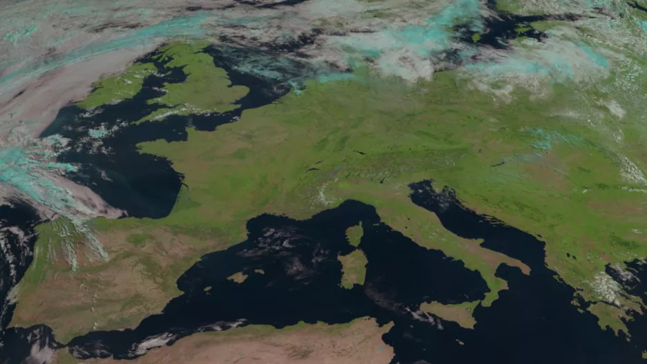 An unusually cloudfree view of Europe in July 2022