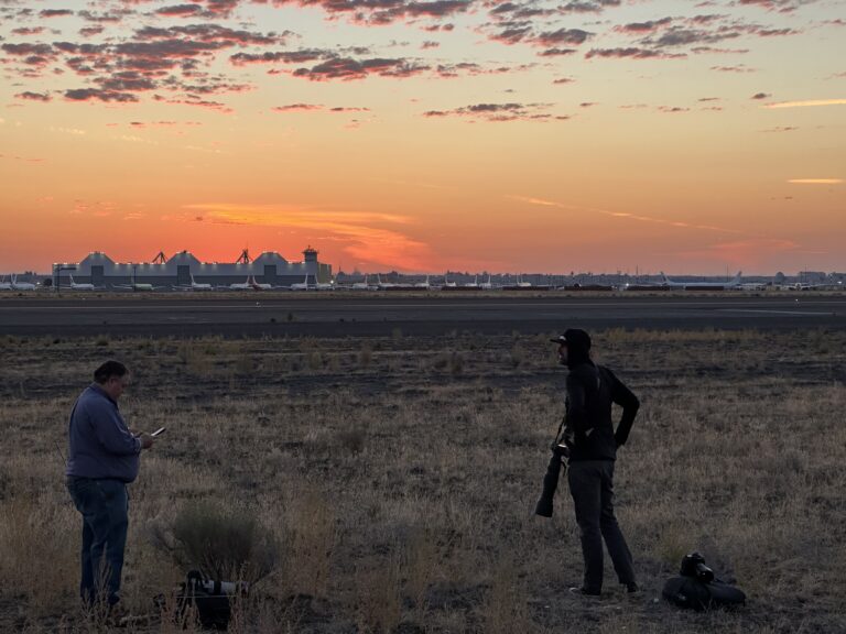 Photographers wait for Alice’s first flight – and watch the sunrise.
