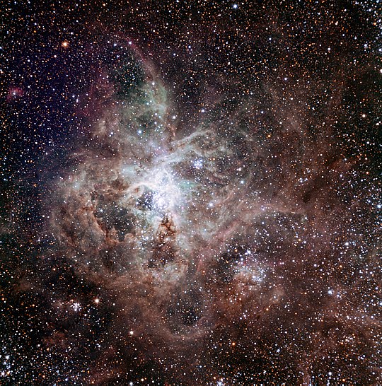 The Tarantula Nebula in near-real color, the first image taken by the TRAPPIST telescope