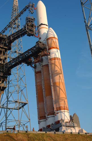 First Delta IV Heavy with three CBCs prior to launch