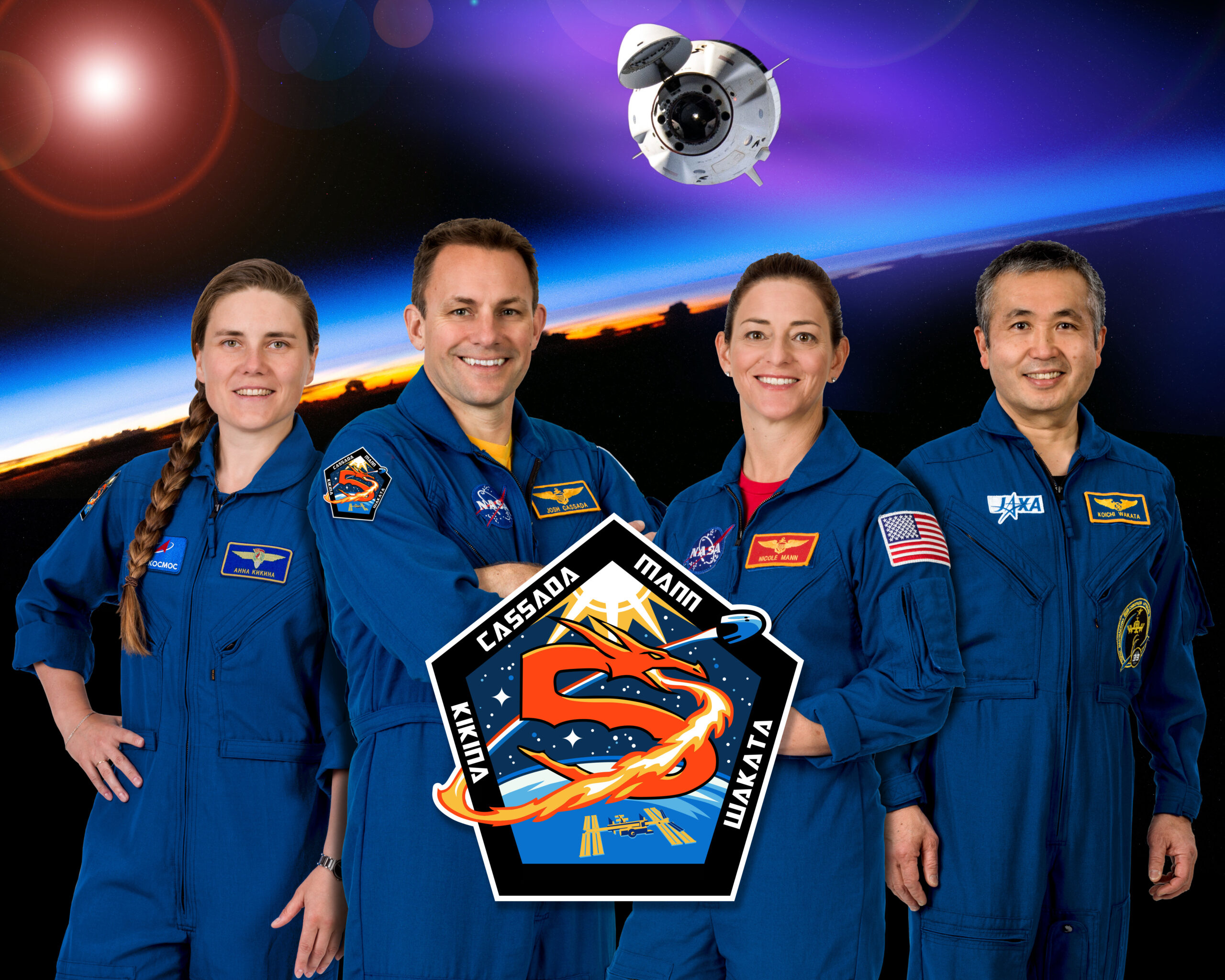 SpaceX Crew-5 Official Crew Portrait - Anna Kikina, Josh Cassada, Nicole Mann and Koichi Wakata